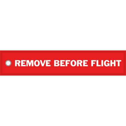 Tygnyckelring <strong>REMOVE BEFORE FLIGHT</strong>