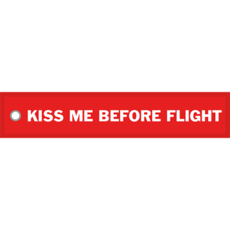 Tygnyckelring <strong>KISS ME BEFORE FLIGHT</strong>