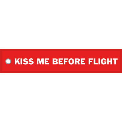 Tygnyckelring <strong>KISS ME BEFORE FLIGHT</strong>